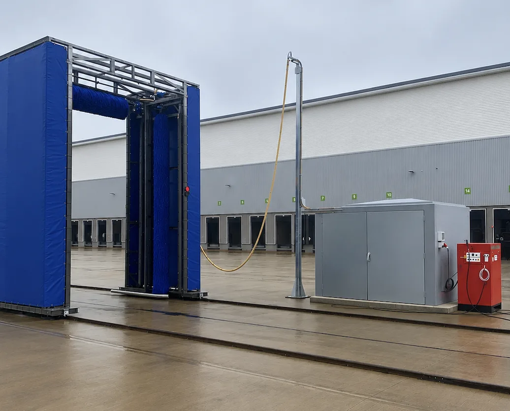 Automatic truck wash system available on a rental package